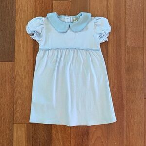 Luigi Kids Light Blue Peter Pan Collar Blue Stripe Jersey Cotton Dress 4T